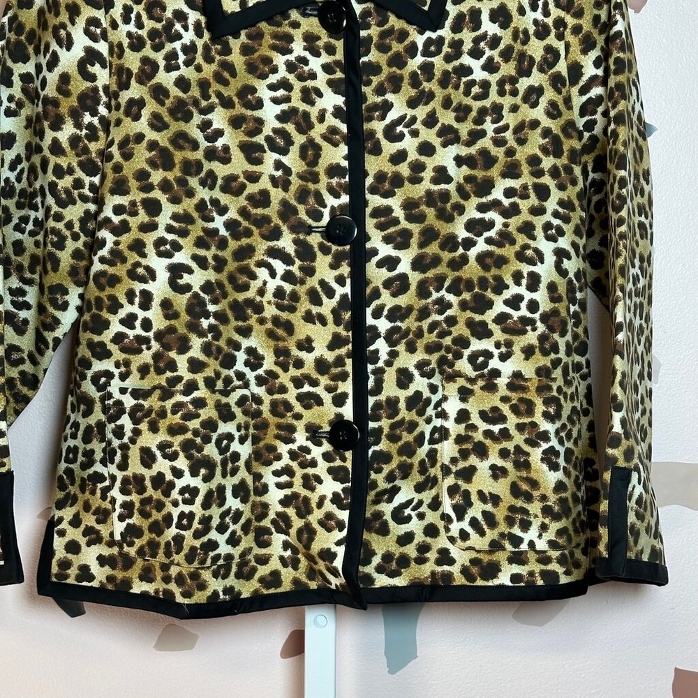MONTEREY‎ BAY Tan Leopard Print Button Front Trimmed Jacket PM - Picture 3 of 10